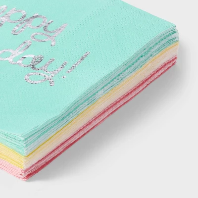 30ct Beverage Napkins 'Happy Birthday' Pastel - Spritz™ 2 30ct Beverage Napkins 'Happy Birthday' Pastel - Spritz™ - Image 2