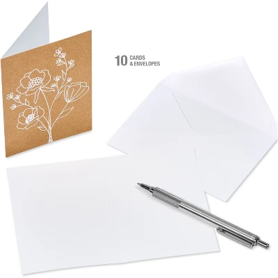 10ct Blank All Occasion Cards Floral On Kraft - Spritz™: Botanical Greeting For Birthday, Wedding, Baby Shower 2 10ct Blank All Occasion Cards Floral On Kraft - Spritz™: Botanical Greeting For Birthday, Wedding, Baby Shower - Image 2